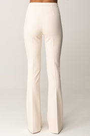 Elisabetta Franchi Pantaloni Flare In Doppio Crêpe con Zip PA12256E2 MILK