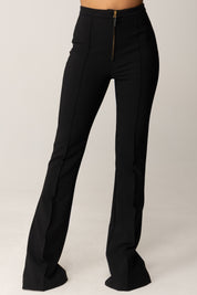 Elisabetta Franchi Pantaloni Flare In Doppio Crêpe con Zip PA12256E2 NERO