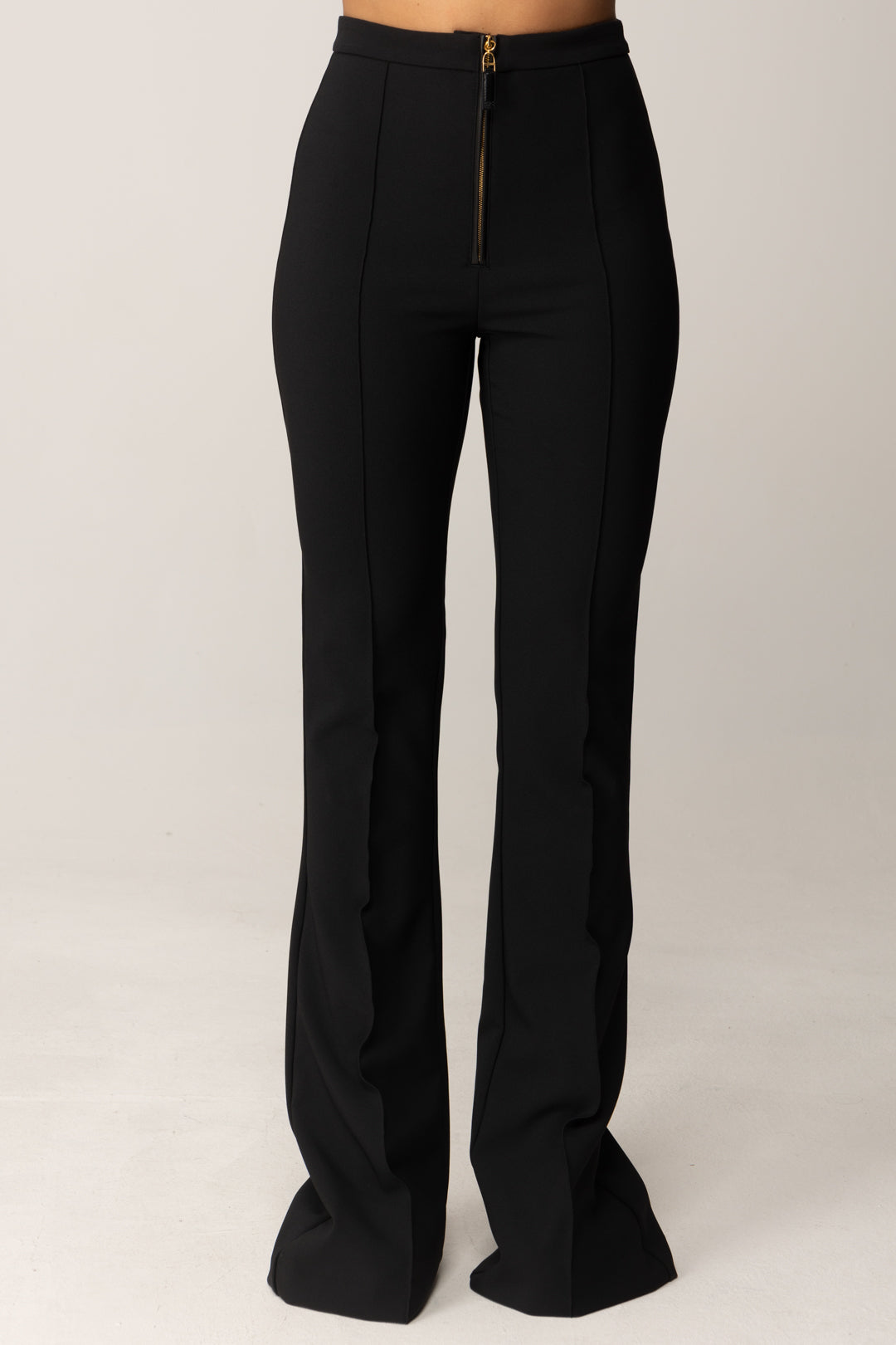 Elisabetta Franchi Pantaloni Flare In Doppio Crêpe con Zip PA12256E2 NERO