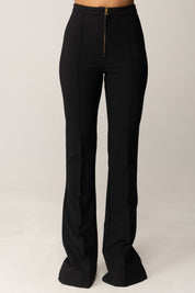 Elisabetta Franchi Pantaloni Flare In Doppio Crêpe con Zip PA12256E2 NERO