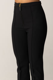 Elisabetta Franchi Pantaloni Flare In Doppio Crêpe con Zip PA12256E2 NERO