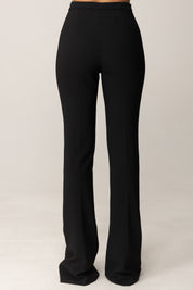 Elisabetta Franchi Pantaloni Flare In Doppio Crêpe con Zip PA12256E2 NERO