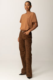 Twin-set Pantaloni In Bull Di Cotone con Stampa Animalier 252TP2580 ST.ANIMALIER COFFEE/BLACK