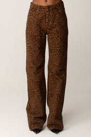 Pantaloni In Bull Di Cotone con Stampa Animalier 252TP2580 ST.ANIMALIER COFFEE/BLACK 3