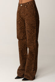 Twin-set Pantaloni In Bull Di Cotone con Stampa Animalier 252TP2580 ST.ANIMALIER COFFEE/BLACK