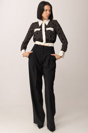 Elisabetta Franchi Pantaloni In Crepe Leggero con Pinces NERO PA12556E2