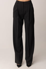 Elisabetta Franchi Pantaloni In Crepe Leggero con Pinces NERO PA12556E2