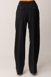 Elisabetta Franchi Pantaloni In Crepe Leggero con Pinces NERO PA12556E2