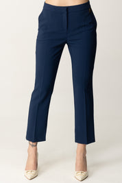 Elisabetta Franchi Pantaloni In Crepe con Spacchetti PA09852E2 OLTREMARE