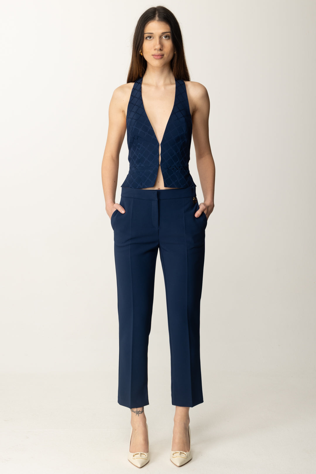 Elisabetta Franchi Woman Crepe Pants with Slits PA09852E2