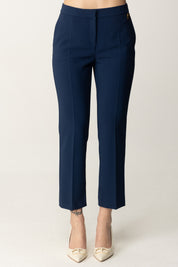 Elisabetta Franchi Pantaloni In Crepe con Spacchetti PA09852E2 OLTREMARE