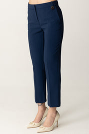 Elisabetta Franchi Pantaloni In Crepe con Spacchetti PA09852E2 OLTREMARE 