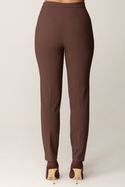 Elisabetta Franchi Pantaloni In Doppio Crepe con Pattine PA12056E2 COFFEE