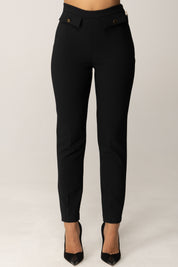 Elisabetta Franchi Pantaloni In Doppio Crepe con Pattine PA12056E2 NERO