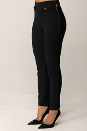 Elisabetta Franchi Pantaloni In Doppio Crepe con Pattine PA12056E2 NERO