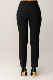 Elisabetta Franchi Pantaloni In Doppio Crepe con Pattine PA12056E2 NERO