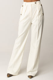 Elisabetta Franchi Pantaloni In Gabardina con Dettagli Utility PA11856E2 MILK