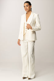 Elisabetta Franchi Pantaloni In Gabardina con Dettagli Utility PA11856E2 MILK