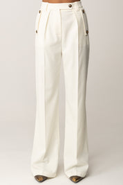 Elisabetta Franchi Pantaloni In Gabardina con Dettagli Utility PA11856E2 MILK