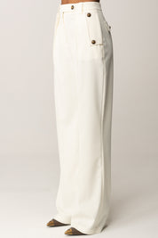 Elisabetta Franchi Pantaloni In Gabardina con Dettagli Utility PA11856E2 MILK