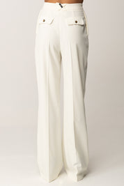 Elisabetta Franchi Pantaloni In Gabardina con Dettagli Utility PA11856E2 MILK