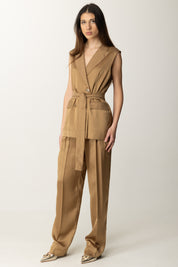 Twin-set Pantaloni Wide Leg con Pinces 251TT2273 GOLDEN GREEN