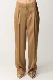 Twin-set Pantaloni Wide Leg con Pinces 251TT2273 GOLDEN GREEN