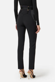 Elisabetta Franchi Pantaloni bustier con inserti in raso PA18062E2 NERO
