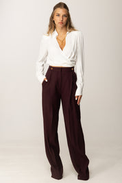 Elisabetta Franchi Pantaloni con Dettagli Logo In Vita PA12356E2 MERLOT