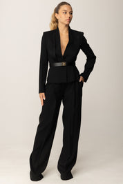 Elisabetta Franchi Pantaloni con Dettagli Logo In Vita PA12356E2 NERO