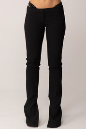 Elisabetta Franchi Pantaloni con Inserto Ricamato PA12857E2 NERO