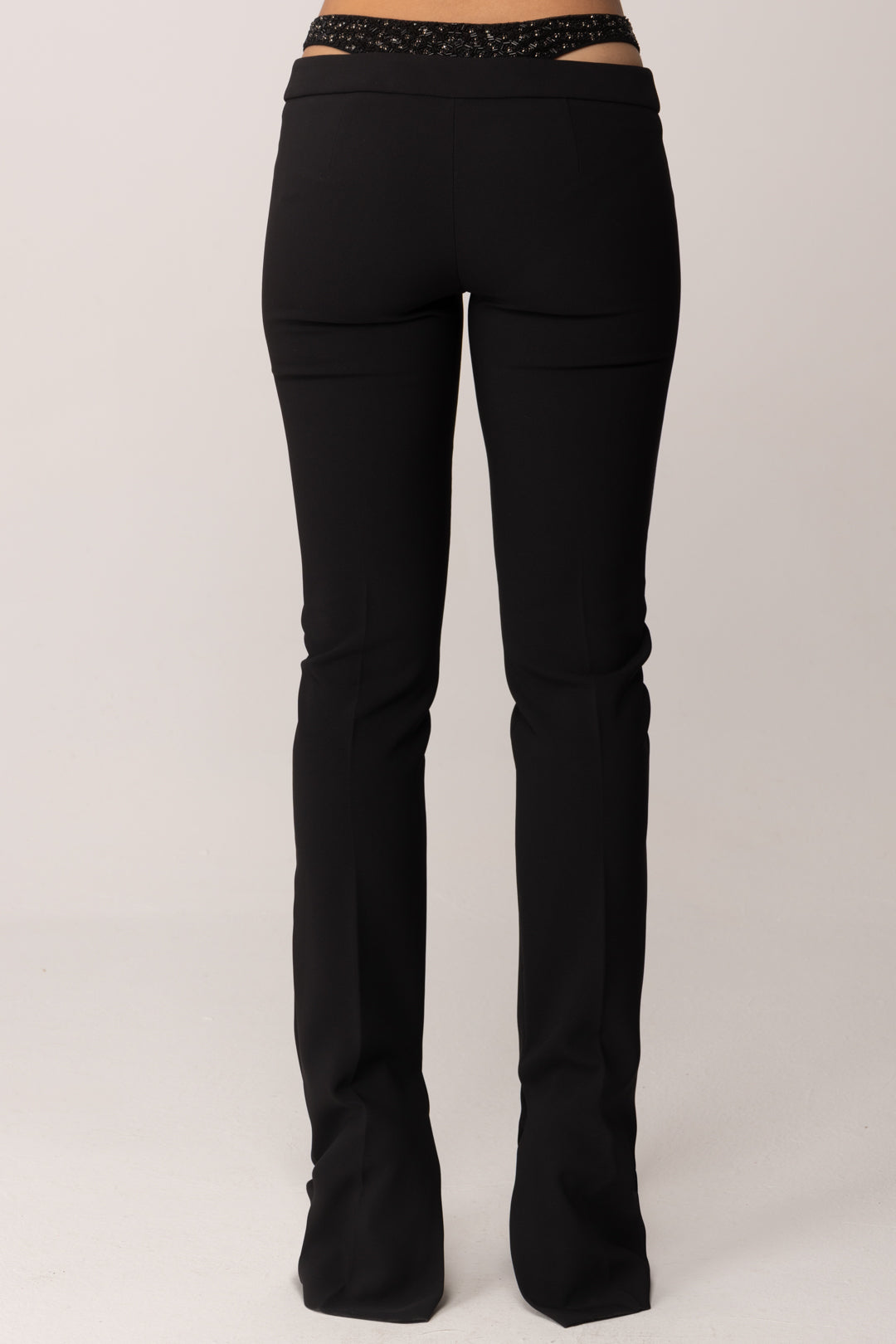 Elisabetta Franchi Pantaloni con Inserto Ricamato PA12857E2 NERO