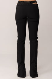 Elisabetta Franchi Pantaloni con Inserto Ricamato PA12857E2 NERO