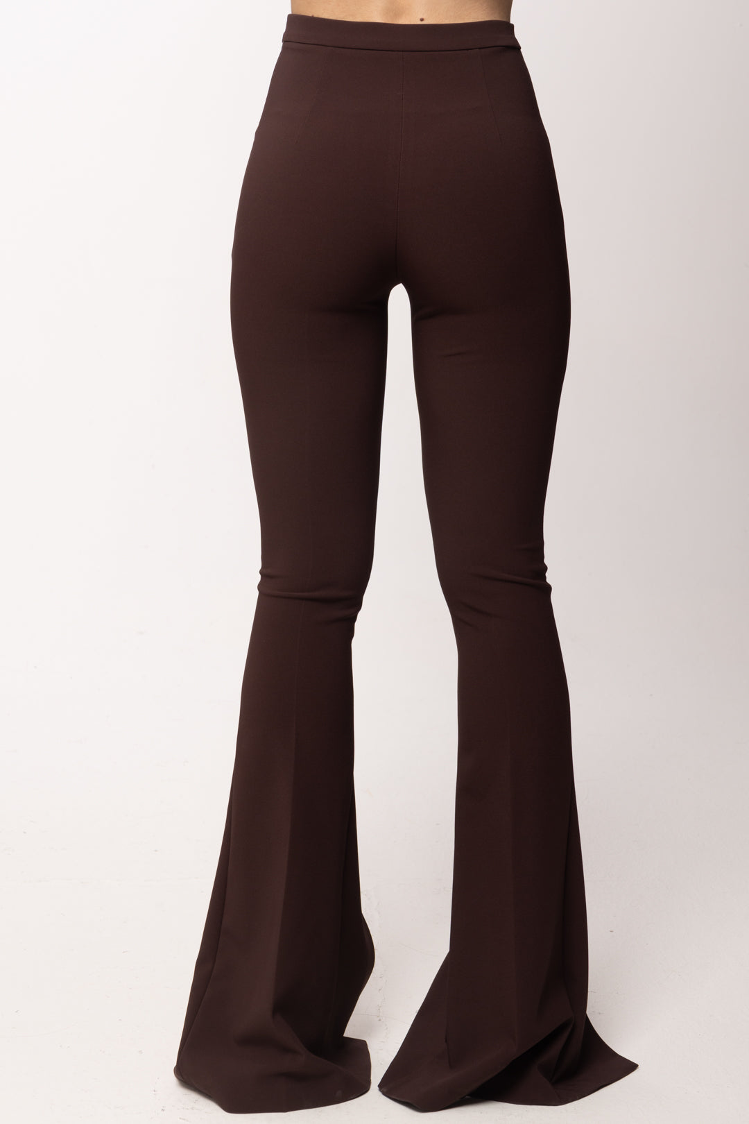 Elisabetta Franchi Pantaloni flare con spacco frontale PA15961E2 CACAO/BURRO