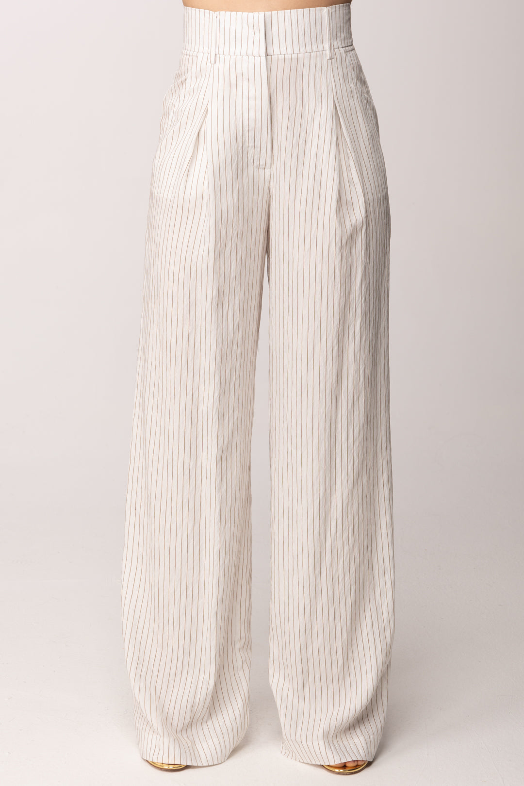 Patrizia Pepe Pantaloni palazzo a righe in viscosa 2P1782 A766 WHITECOMMUNIONSTRI