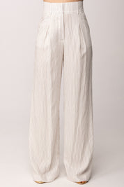 Patrizia Pepe Pantaloni palazzo a righe in viscosa 2P1782 A766 WHITECOMMUNIONSTRI