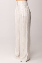 Patrizia Pepe Pantaloni palazzo a righe in viscosa 2P1782 A766 WHITECOMMUNIONSTRI