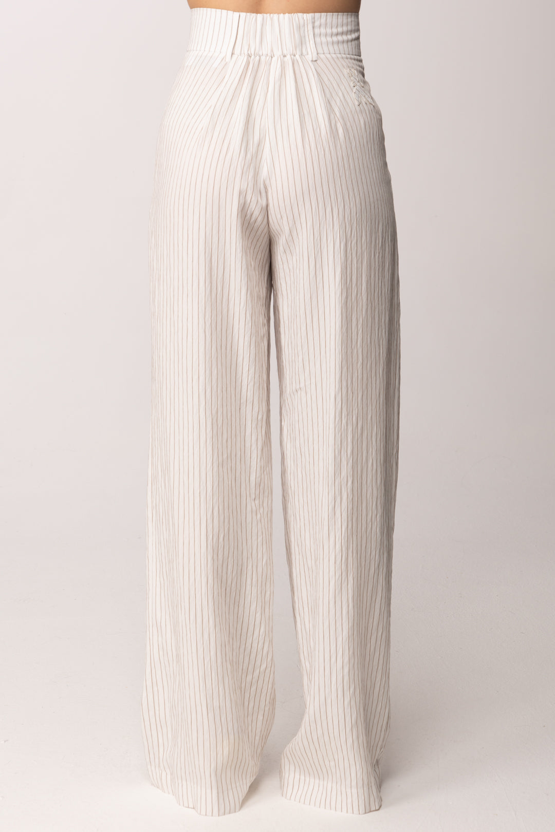 Patrizia Pepe Pantaloni palazzo a righe in viscosa 2P1782 A766 WHITECOMMUNIONSTRI