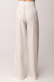 Patrizia Pepe Pantaloni palazzo a righe in viscosa 2P1782 A766 WHITECOMMUNIONSTRI