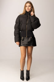 Elisabetta Franchi Piumino Corto In Tessuto Tecnico e Costine PI85D56E2 NERO