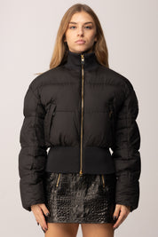 Elisabetta Franchi Piumino Corto In Tessuto Tecnico e Costine PI85D56E2 NERO