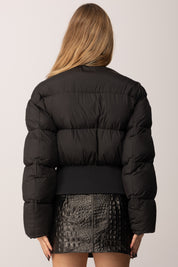 Elisabetta Franchi Piumino Corto In Tessuto Tecnico e Costine PI85D56E2 NERO