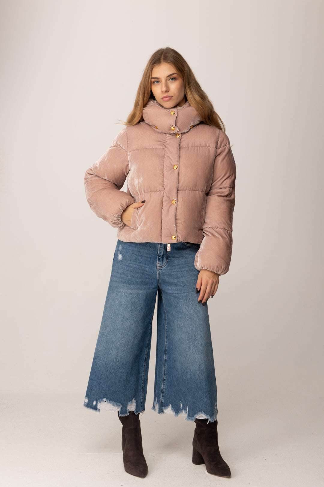 Elisabetta Franchi Piumino Corto In Velluto SUNRISE PI82D56E2