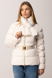 Elisabetta Franchi Piumino In Vela Jacquard con Fiocco e Cintura MILK PI83D56E2