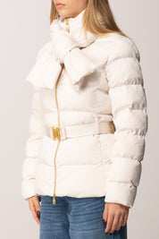 Elisabetta Franchi Piumino In Vela Jacquard con Fiocco e Cintura MILK PI83D56E2