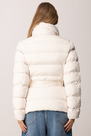 Elisabetta Franchi Piumino In Vela Jacquard con Fiocco e Cintura MILK PI83D56E2