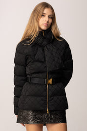 Elisabetta Franchi Piumino In Vela Jacquard con Fiocco e Cintura PI83D56E2 NERO