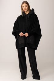 Twin-set Poncho In Maglia con Tasche e Cappuccio 252TA4240 NERO
