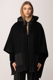 Twin-set Poncho In Maglia con Tasche e Cappuccio 252TA4240 NERO
