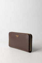 Twin-set Portafogli Zip Around Grande con Logo Lettering BLACK CHOCOLATE 252td8392